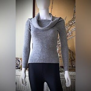 Wilfred Free Knit Top cowl neck Italian wool Stretchy ribbed in grey size XS